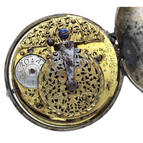 68 - Massy, London - English early 18th century silver verge pocket watch, the fusee movement signed Mass... 