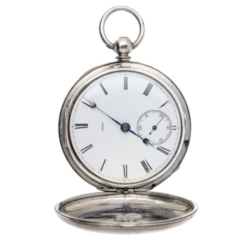 9 - J. Whiteman, Northampton - Victorian silver fusee lever hunter pocket watch, London 1853, signed mov... 