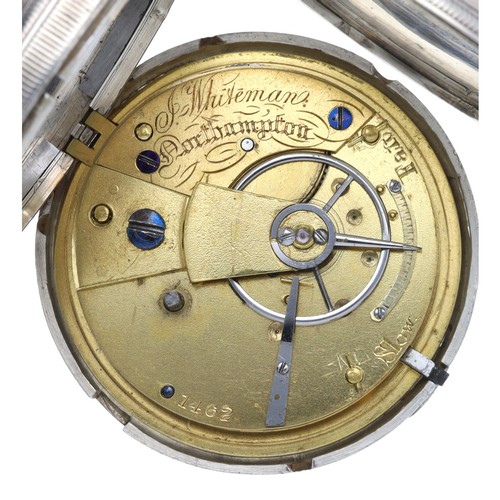 9 - J. Whiteman, Northampton - Victorian silver fusee lever hunter pocket watch, London 1853, signed mov... 