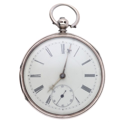 24 - Victorian silver fusee lever pocket watch, London 1868, unsigned movement, no. 5504, with engraved b... 