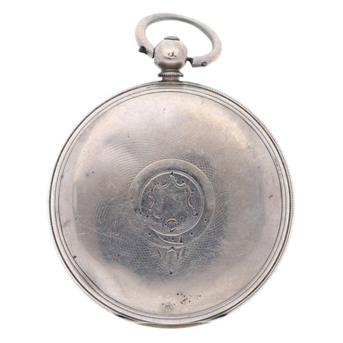 24 - Victorian silver fusee lever pocket watch, London 1868, unsigned movement, no. 5504, with engraved b... 