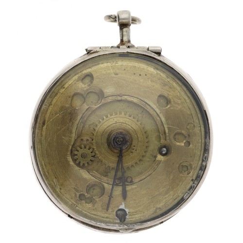 31 - Quare, London - English early 18th century silver pair cased verge pocket watch, the fusee movement ... 