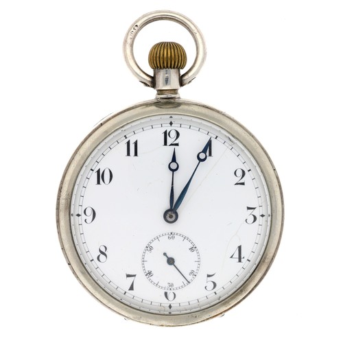 77 - Omega silver lever pocket watch, import hallmarks London 1910, signed movement with compensated bala... 