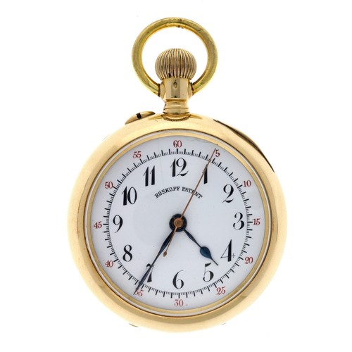 79 - Roskopf Patent Centre Seconds 18ct lever pocket watch, the three quarter plate movement stamped 'Ros... 