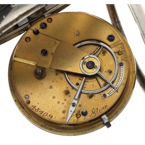 83 - Victorian fusee lever pocket watch, Birmingham 1861, unsigned movement, no. 45409, with plain balanc... 