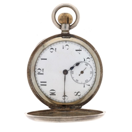 87 - Silver lever half hunter engine turned pocket watch, import hallmarks London 1919, unsigned movement... 