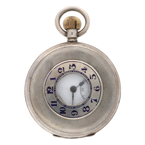 87 - Silver lever half hunter engine turned pocket watch, import hallmarks London 1919, unsigned movement... 