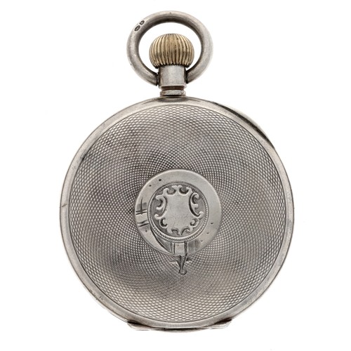 87 - Silver lever half hunter engine turned pocket watch, import hallmarks London 1919, unsigned movement... 