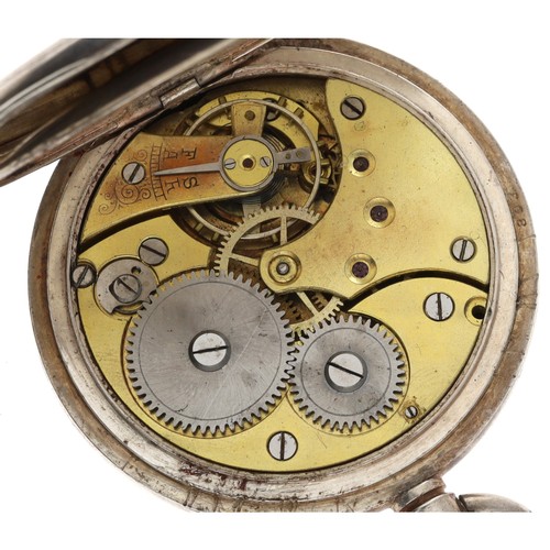 87 - Silver lever half hunter engine turned pocket watch, import hallmarks London 1919, unsigned movement... 