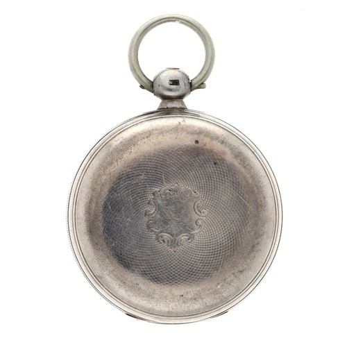 91 - Victorian silver fusee lever pocket watch, London 1869, unsigned movement, no. 5621, with engraved b... 