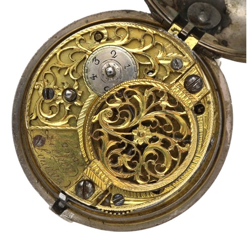 96 - Leekey, London - George III silver verge pocket watch, signed fusee movement, no. 26320, with pierce... 