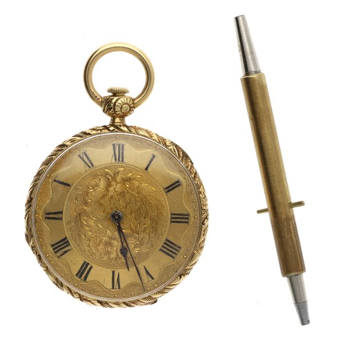 98 - Bennett, London - Attractive 18ct plunge repeating cylinder fob watch, the gilt frosted movement sig... 