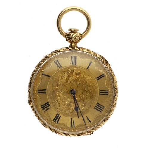 98 - Bennett, London - Attractive 18ct plunge repeating cylinder fob watch, the gilt frosted movement sig... 