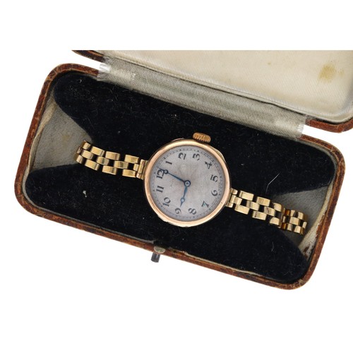 286 - Rolex 9ct lady's wristwatch, import hallmarks Glasgow 1924, signed circular silvered guilloche dial ... 