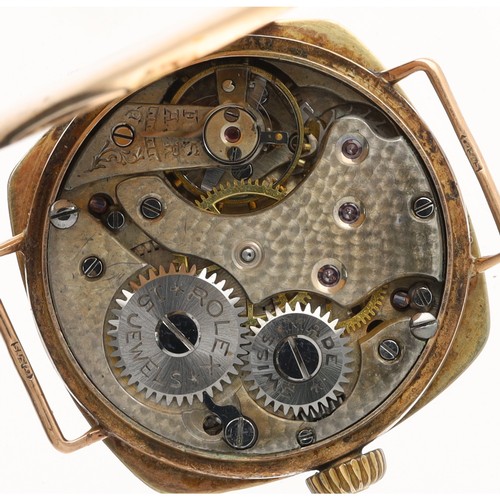 295 - Rolex 9ct wire-lug lady's wristwatch, import hallmarks London 1920, circular silvered guilloche dial... 