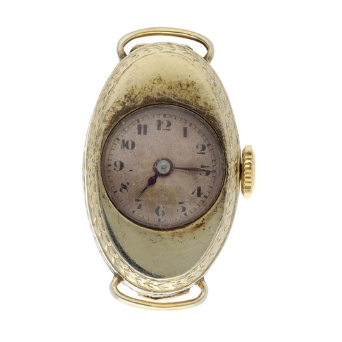 303 - Rolex 18ct oval cased wire-lug lady's wristwatch, import hallmarks Glasgow 1925, circular silvered d... 