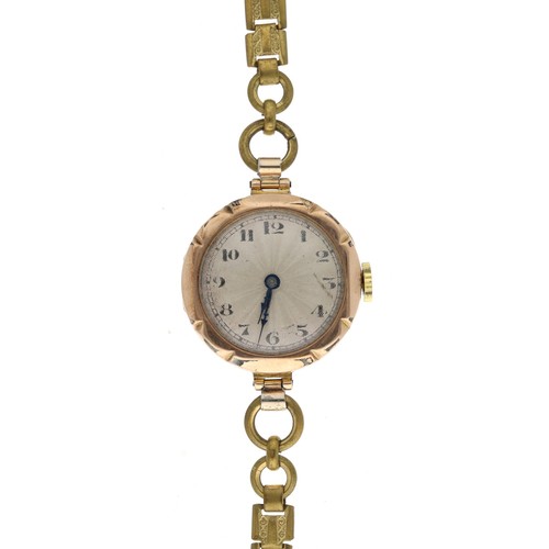 297 - Rolex 9ct lady's wristwatch, import hallmarks Glasgow 1926, circular guilloche dial with Arabic nume... 