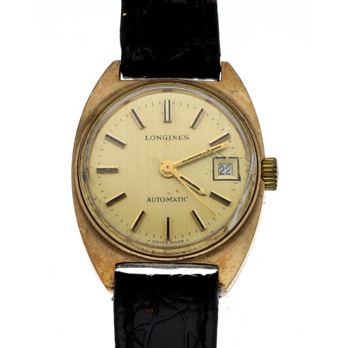 314 - Longines gold plated automatic lady's wristwatch, case no. 77179, serial no. 51918xxx, circa 1974, c... 