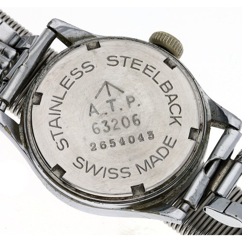 350 - Moeris WWII British Military Army issue mid-size nickel and stainless steel gentleman's wristwatch, ... 