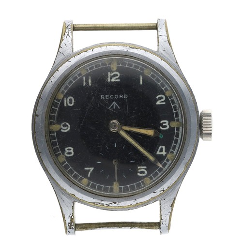 352 - Record British Military issue nickel and stainless steel gentleman's wristwatch, signed circular bla... 