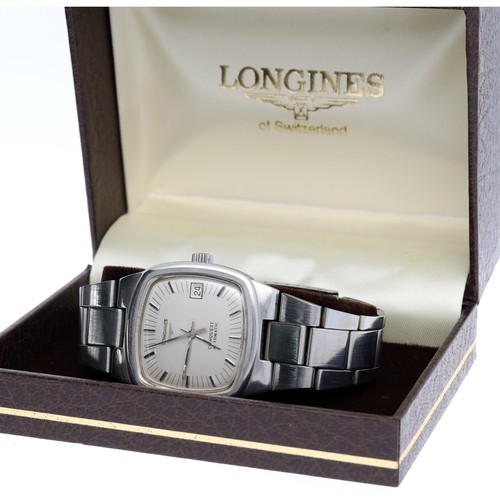 310 - Longines Conquest automatic square cased stainless steel gentleman's wristwatch, case no. 16716xxx, ... 