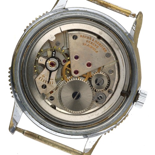 323 - Baume & Mercier nickel and stainless steel gentleman's wristwatch, circular silvered dial with a... 