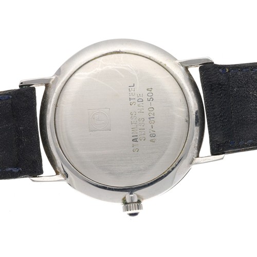 330 - Roamer Normandie stainless steel gentleman's dress wristwatch, circular blue dial with applied baton... 