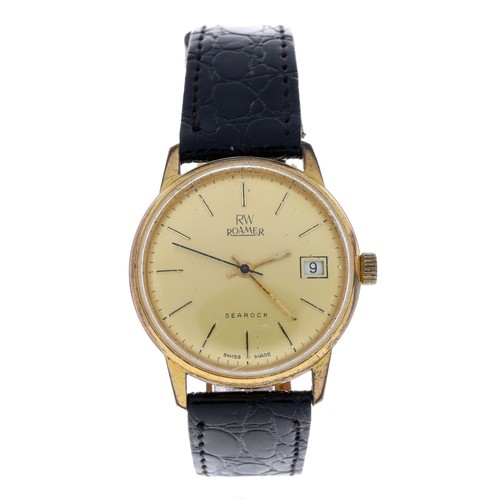 332 - Roamer Searock gold plated and stainless steel gentleman's wristwatch, circular champagne dial, FE 1... 