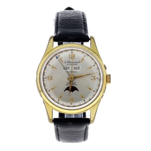 335 - Le Cheminant Skymaster automatic calendar moonphase gold plated and stainless steel gentleman's wris... 