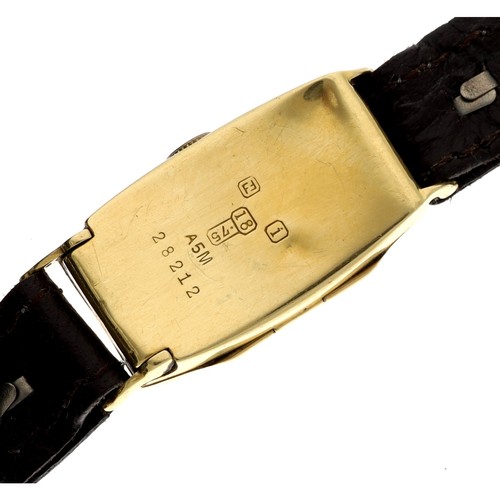 339 - Autorist Self-Winding 18ct rectangular lady's wristwatch, import hallmarks Glasgow 1931, signed rect... 