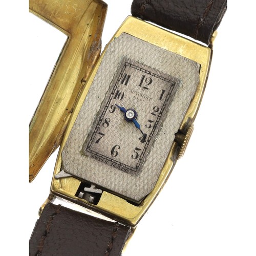 339 - Autorist Self-Winding 18ct rectangular lady's wristwatch, import hallmarks Glasgow 1931, signed rect... 