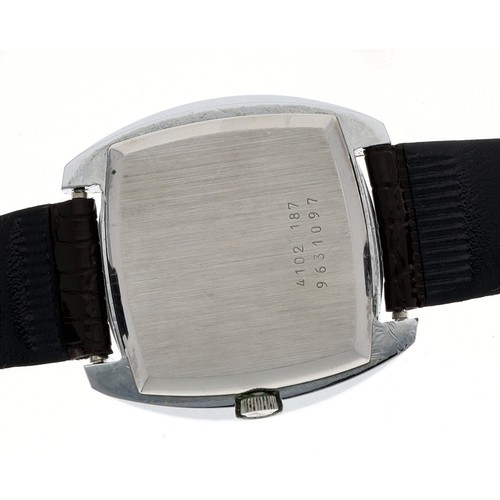 336 - Certina Club 2000 squared cased nickel and stainless steel gentleman's wristwatch, squared silvered ... 