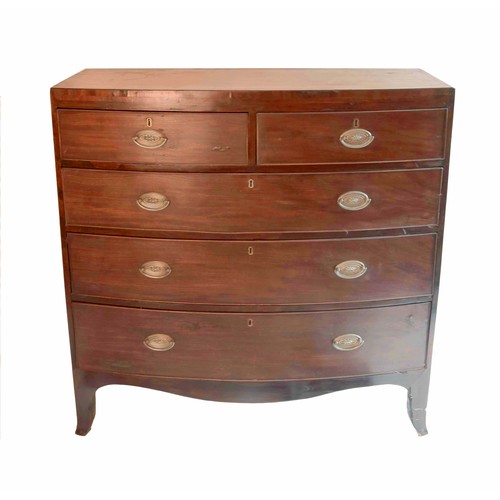 1709 - 19th century mahogany bowfront chest of drawers, with two short drawers over three graduated long dr... 