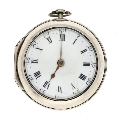 73 - Jno. Hyland, London - George III silver pair cased verge pocket watch, London 1783, signed fusee mov... 