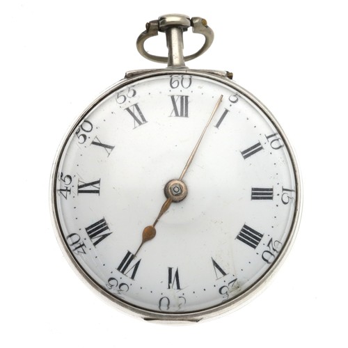 73 - Jno. Hyland, London - George III silver pair cased verge pocket watch, London 1783, signed fusee mov... 