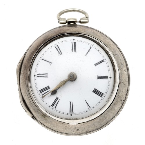 74 - Jno. Edmonds, London - George III English silver pair cased verge pocket watch, London 1769, signed ... 