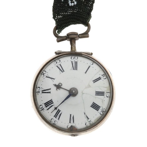 75 - R. Williamson, London - English mid-18th century silver pair cased verge pocket watch, signed fusee ... 