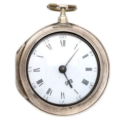 78 - George Clerke, London - English 18th century silver pair cased verge pocket watch, London 1780, sign... 