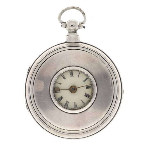 81 - John Thomas, Builth Wells - Victorian silver pair cased verge half hunter pocket watch, London 1872,... 