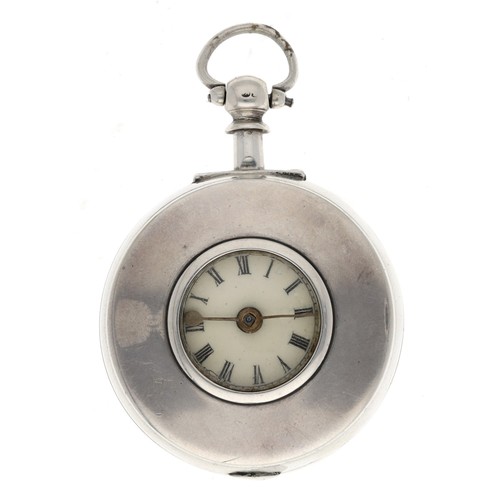 81 - John Thomas, Builth Wells - Victorian silver pair cased verge half hunter pocket watch, London 1872,... 