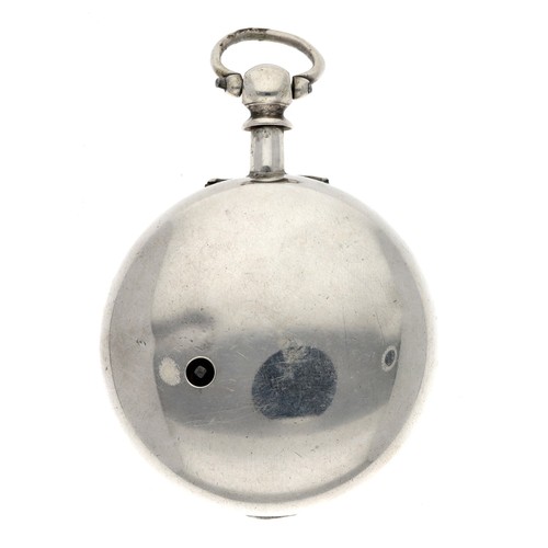 81 - John Thomas, Builth Wells - Victorian silver pair cased verge half hunter pocket watch, London 1872,... 