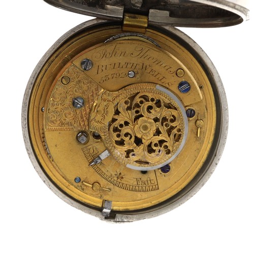 81 - John Thomas, Builth Wells - Victorian silver pair cased verge half hunter pocket watch, London 1872,... 