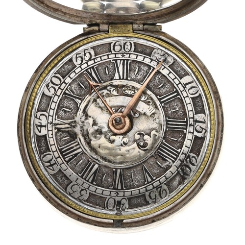 82 - Jno. Hubbard, London - English early 18th century silver pair cased verge pocket watch, circa 1720, ... 