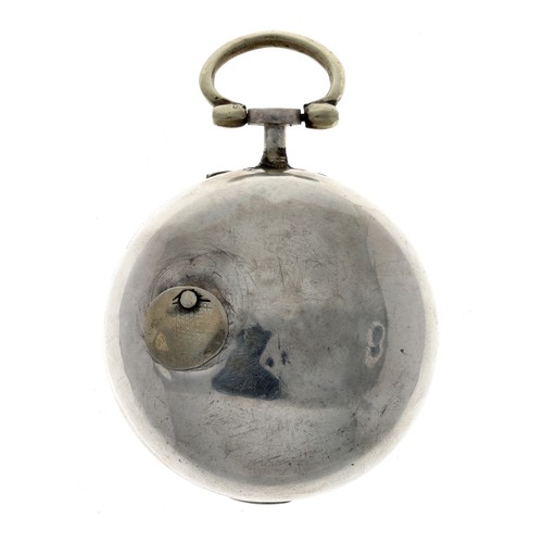 82 - Jno. Hubbard, London - English early 18th century silver pair cased verge pocket watch, circa 1720, ... 