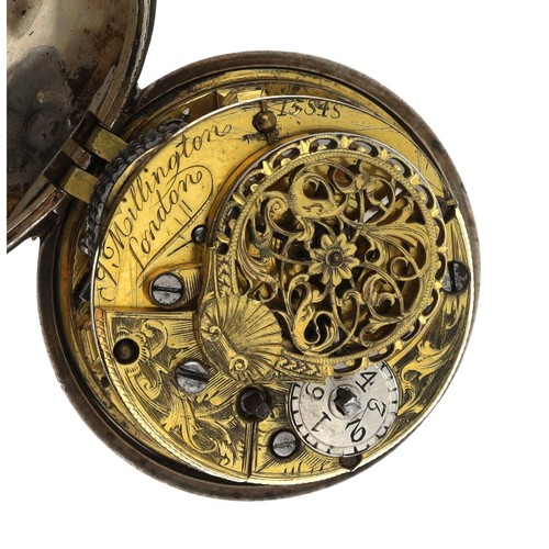 86 - J Millington, London - George III silver verge pair cased pocket watch, London 1761, signed fusee mo... 