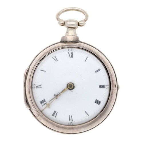 99 - Duncombe & Cox, London - silver pair cased verge pocket watch, signed fusee movement, no. 9446, ... 