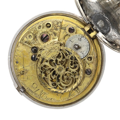 99 - Duncombe & Cox, London - silver pair cased verge pocket watch, signed fusee movement, no. 9446, ... 