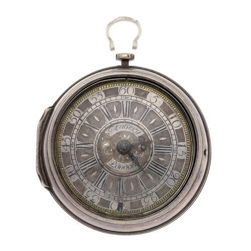 40 - Danial Aubery, London - English 18th century silver verge pocket watch, the fusee movement signed Da... 