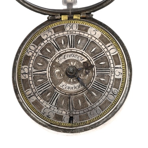 40 - Danial Aubery, London - English 18th century silver verge pocket watch, the fusee movement signed Da... 