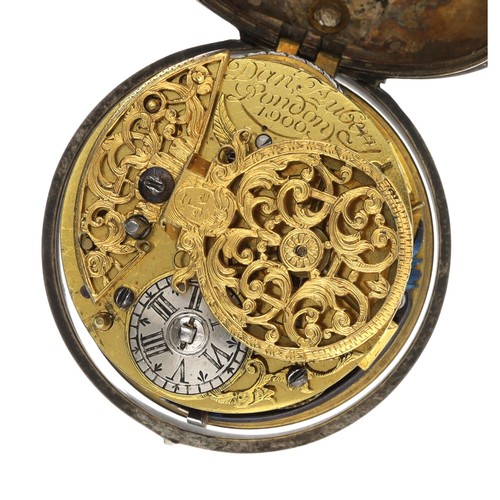 40 - Danial Aubery, London - English 18th century silver verge pocket watch, the fusee movement signed Da... 